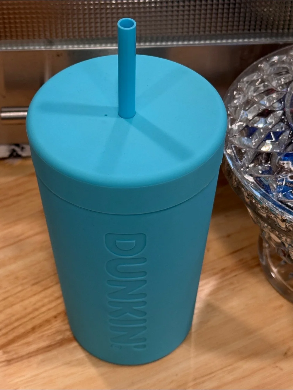 DUNKIN' Silicone Tumbler with Straw - Turquoise